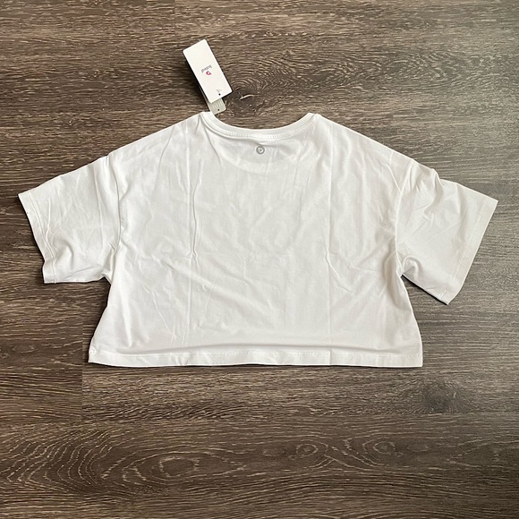 NWT! BALEAF Women's Pima Cotton Crop Workout Athletic T-Shirt - White - Picture 1 of 9